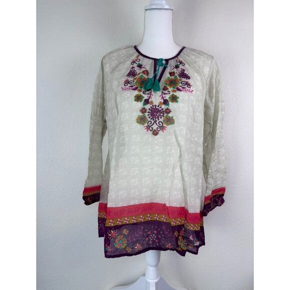 Natural Life women's medium long‎ sleeve lightweight tunic top floral patterned - Picture 1 of 6